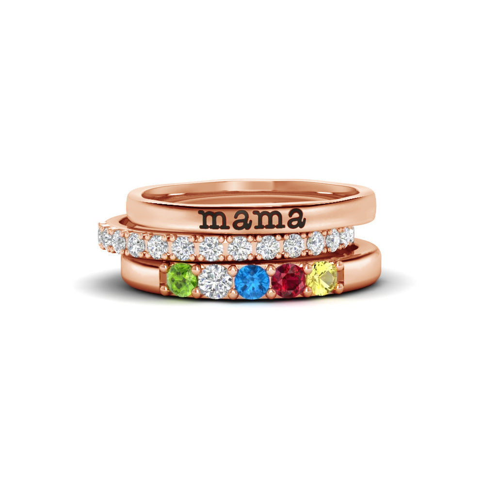 Eternity Birthstone Custom Name Ring Stacking Ring Set - Personalized Jewelry Gift for Women | TP669 | Perfect for Anniversaries, Birthdays & Special Occasions