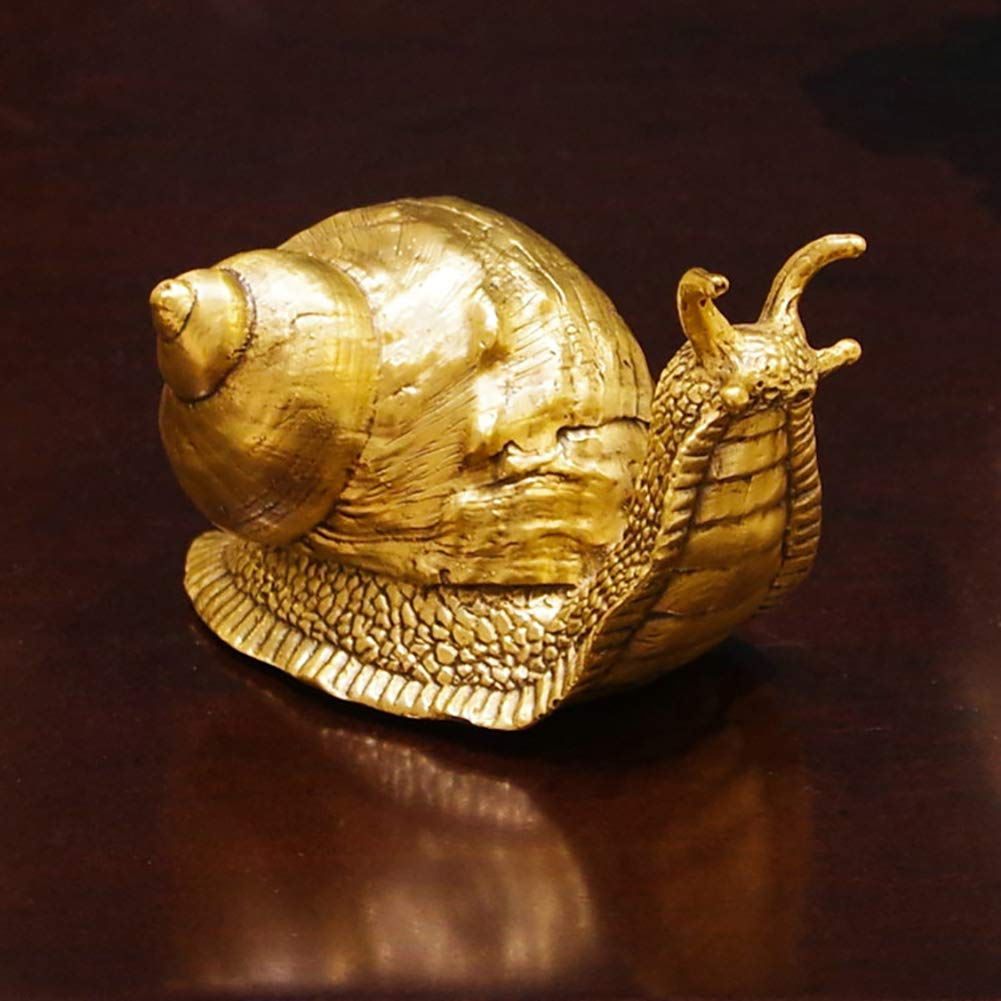 Golden Metal Snail Statue - 13x8x7cm(5x3x3inch) Creative Home & Office Decor Sculpture - Unique Gift for Wife, Friend - Perfect for Living Room, Dining Table, Bookshelf & Garden Decor