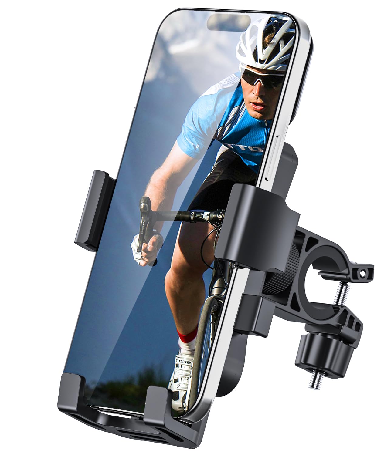 **Bike Phone Holder Mount - Secure Handlebar Phone Mount for Bicycle & Motorcycle - Compatible with iPhone & 4.5-6.8