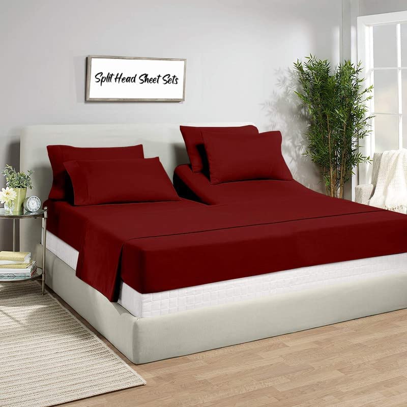 Split King Sheets 4-Piece Set for Sleep Number & Adjustable Beds - Flex Top Design Fits Up to 16