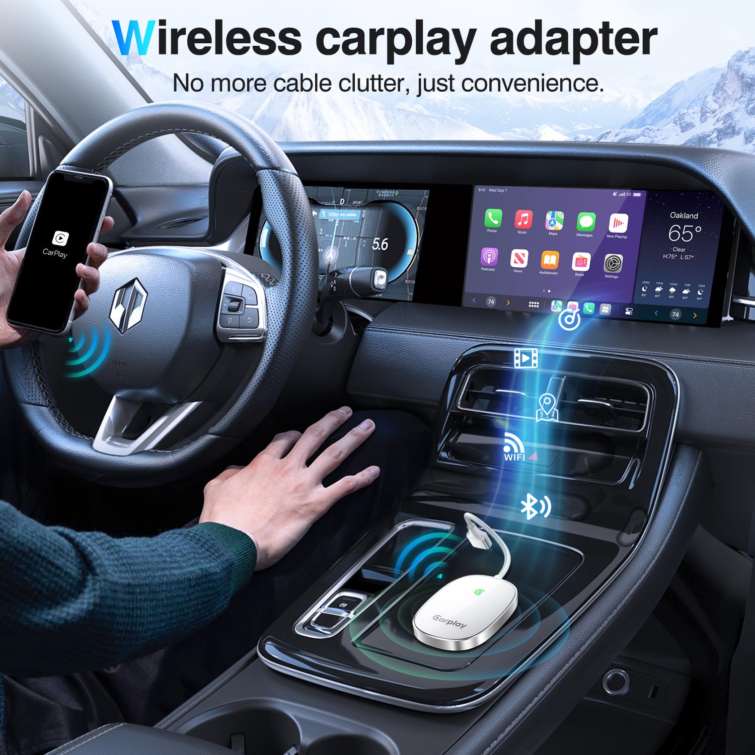2025 Upgraded Wireless CarPlay Adapter - Convert Factory Wired CarPlay to Wireless, Plug & Play iPhone CarPlay Dongle - Multi-User Seamless Connection - Perfect for Commuting, Road Trips & Hands-Free Driving