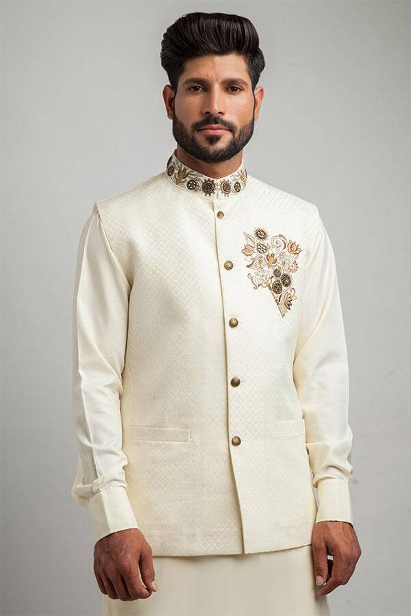 Elegant Ivory Brocade Embroidered Waistcoat Vest for Women - Vintage Chinese Style Formal Wear - Perfect for Weddings, Parties & Special Occasions