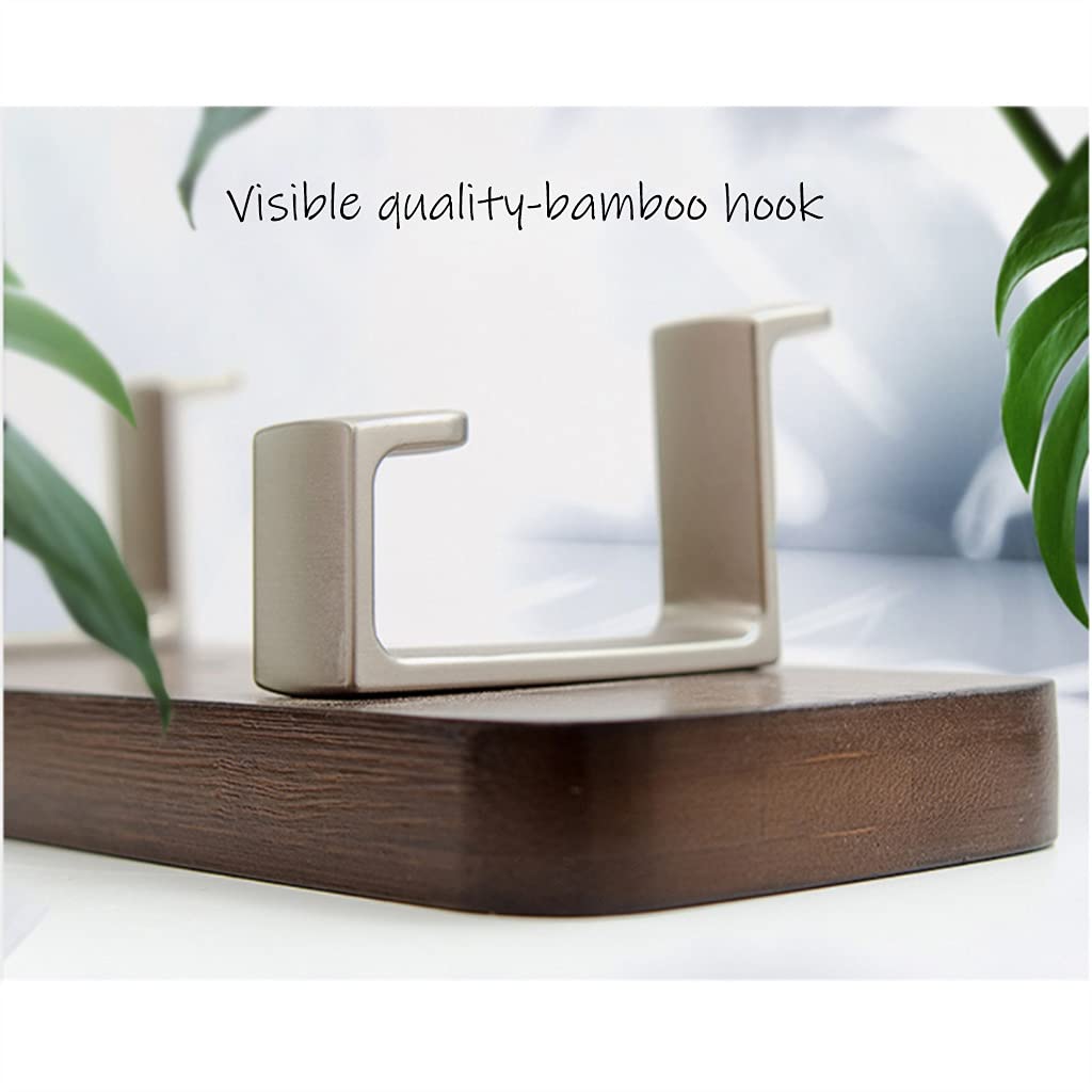 Sturdy Bamboo Wall Mounted Coat Hook Rack - 4 Hooks for Hats, Coats & Clothes - Space Saving Entryway, Kitchen & Bedroom Organizer - Easy Assembly (Black) - Perfect for Small Spaces & Home Decor