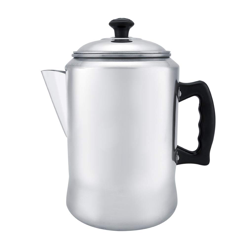 Stovetop Coffee Percolator Pot - Aluminum Alloy Espresso Maker with Heat-Resistant Silicone Handle for Camping, Home & Office Brewing
