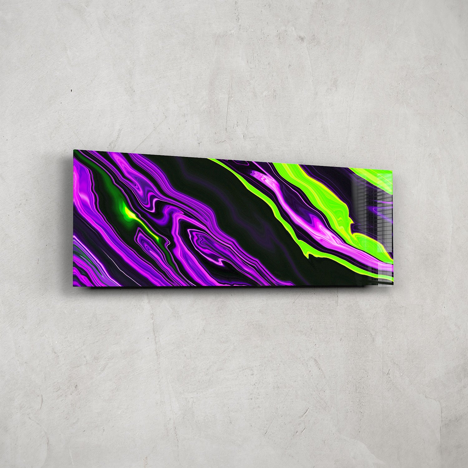 Vibrant Purple & Green Neon Panoramic Wall Art - Perfect for Bedroom, Living Room & Office Decor