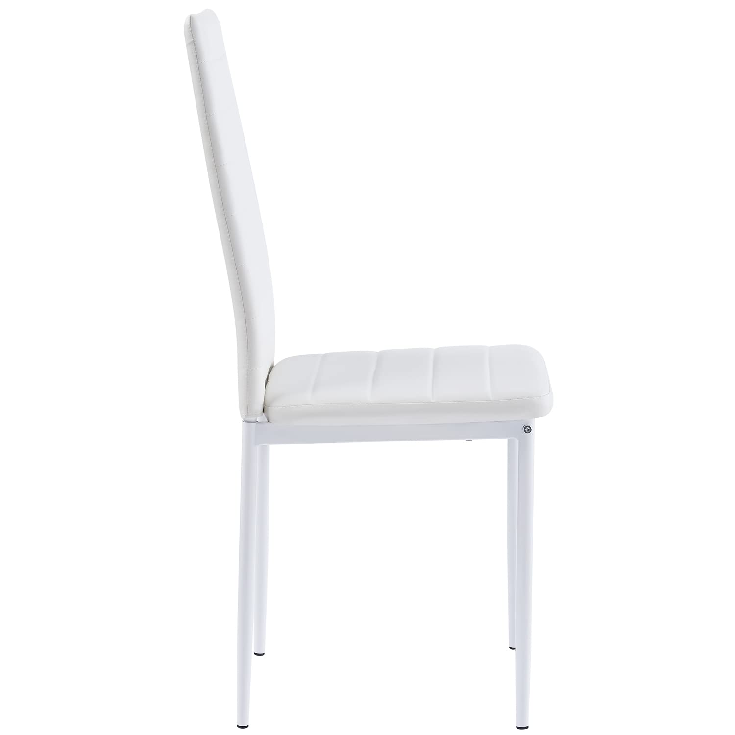 4-Pack White Upholstered Dining Chairs Set - Modern PU Leather Side Chairs with Metal Legs for Kitchen & Dining Room - Washable & Durable for Everyday Use, Dinner Parties & Home Decor