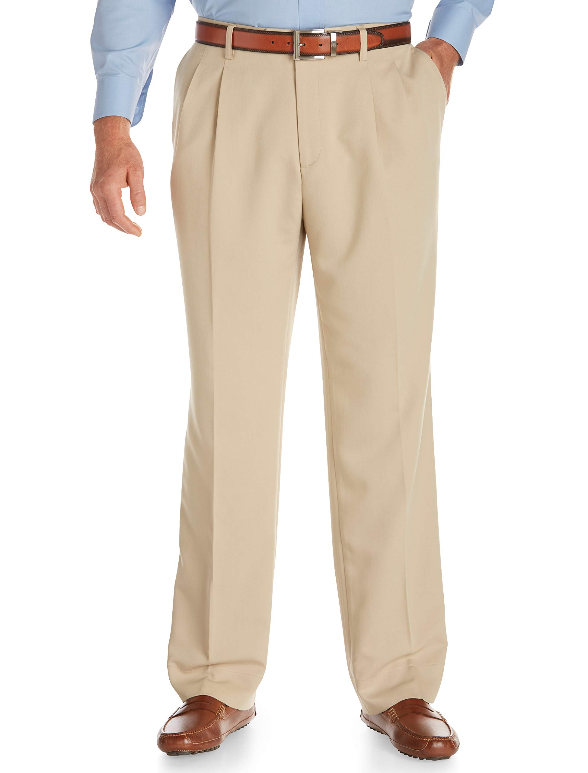 Cutter & Buck Men's Big & Tall Twill Microfiber Pleated Dress Pants - Unhemmed for Custom Fit | Perfect for Office, Business Casual & Formal Occasions