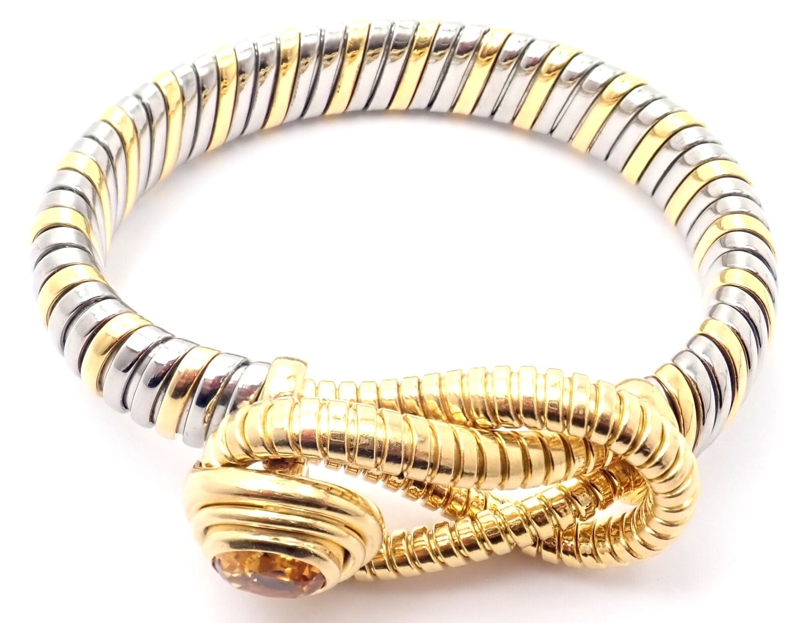 Authentic Cartier Hercules Knot 18K Yellow Gold & Stainless Steel Citrine Bracelet for Women | Luxury Jewelry Gift for Anniversary, Birthday & Special Occasions