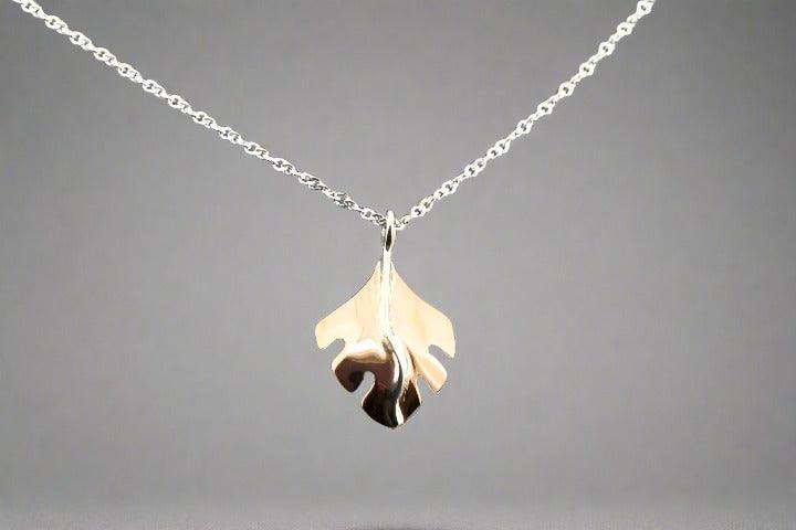 Serrated Leaf Pendant Necklace - Handmade Copper & Silver Jewelry for Women - Perfect for Boho, Nature-Inspired & Everyday Wear