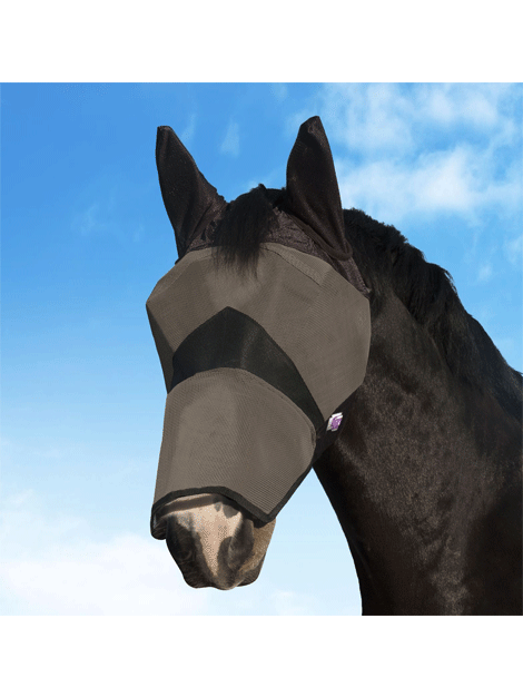 KM Elite Combat Fly Mask for Horses - Durable UV Protection Fly Veil for Riding, Training & Show - Perfect for Equestrian Sports & Outdoor Activities