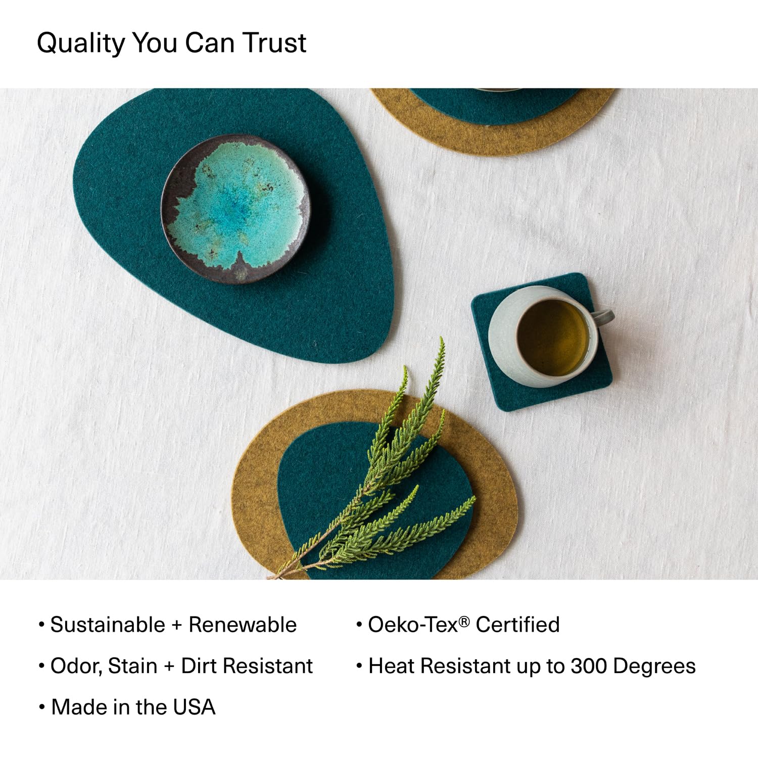 Premium Heat-Resistant 100% Merino Wool Trivet for Hot Dishes & Cookware - 10