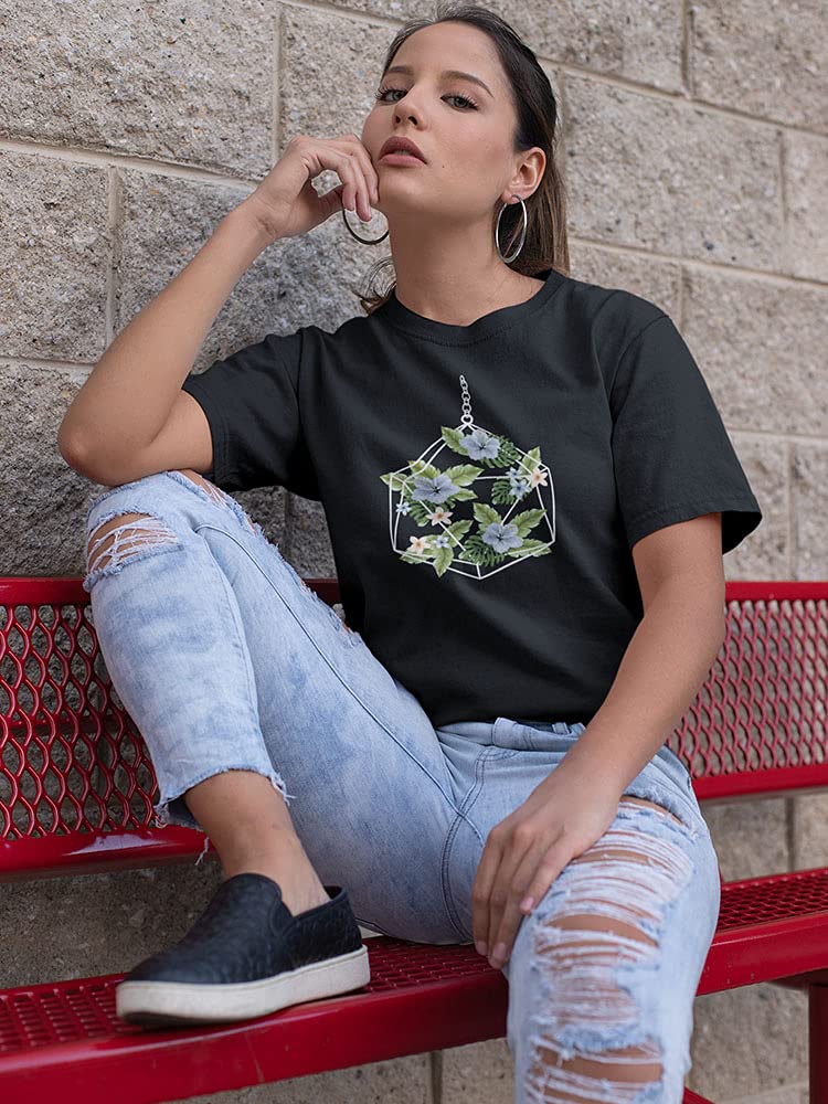 Women's Glass Terrarium Floral Print T-Shirt - Stylish & Comfortable for Casual Wear, Outings & Everyday Fashion