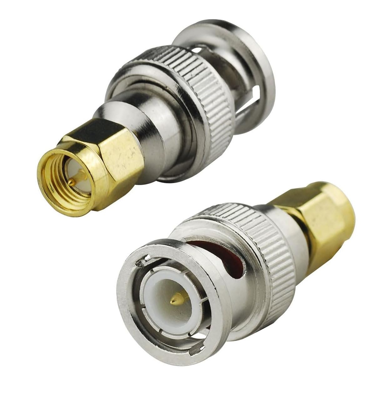 DHT Electronics 2-Pack SMA Male to BNC Male RF Coaxial Adapter - Perfect for Ham Radio, CCTV, and Test Equipment Connections