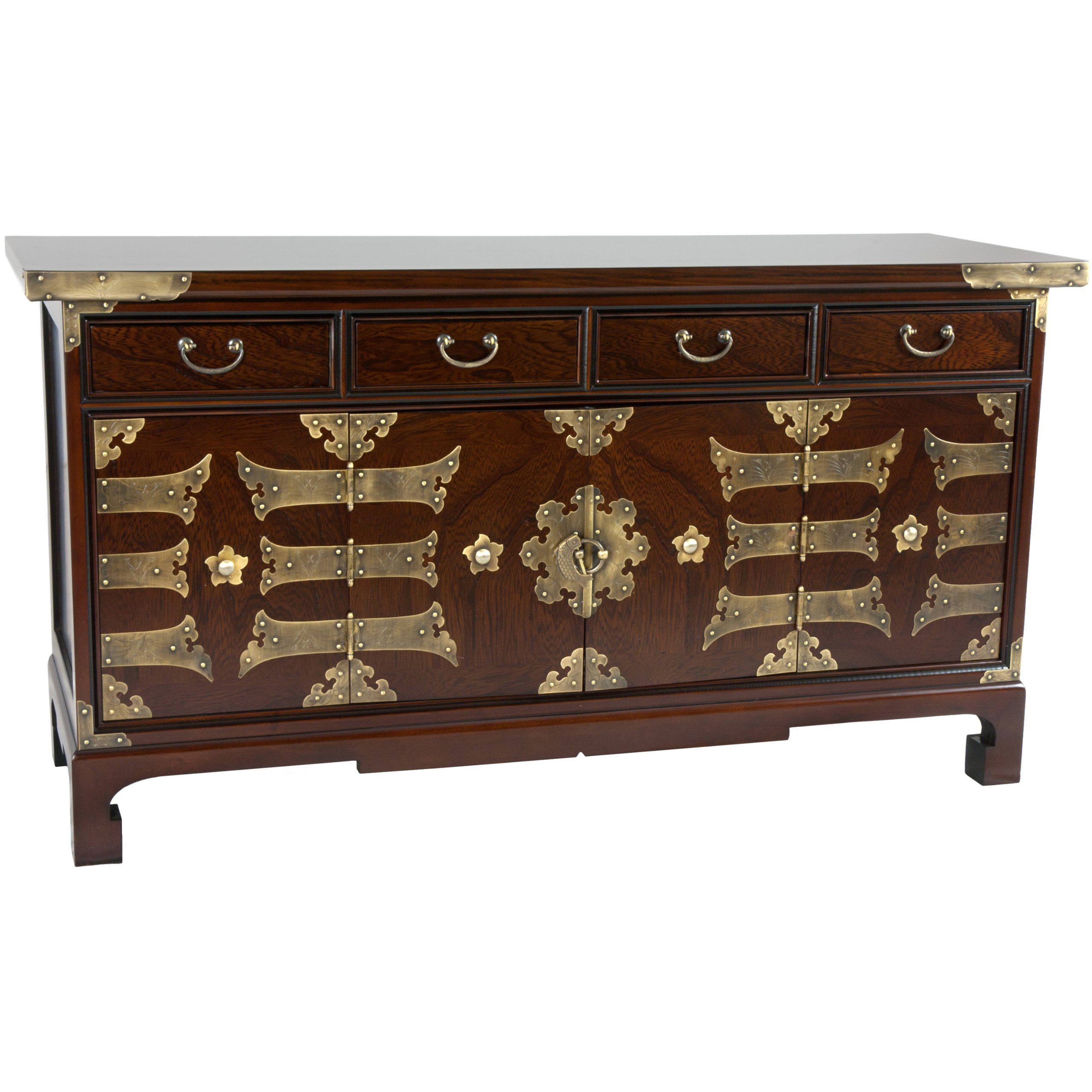 Antique Korean Style Coffee Table - Low Chest Oriental Furniture for Living Room, Bedroom & Home Decor