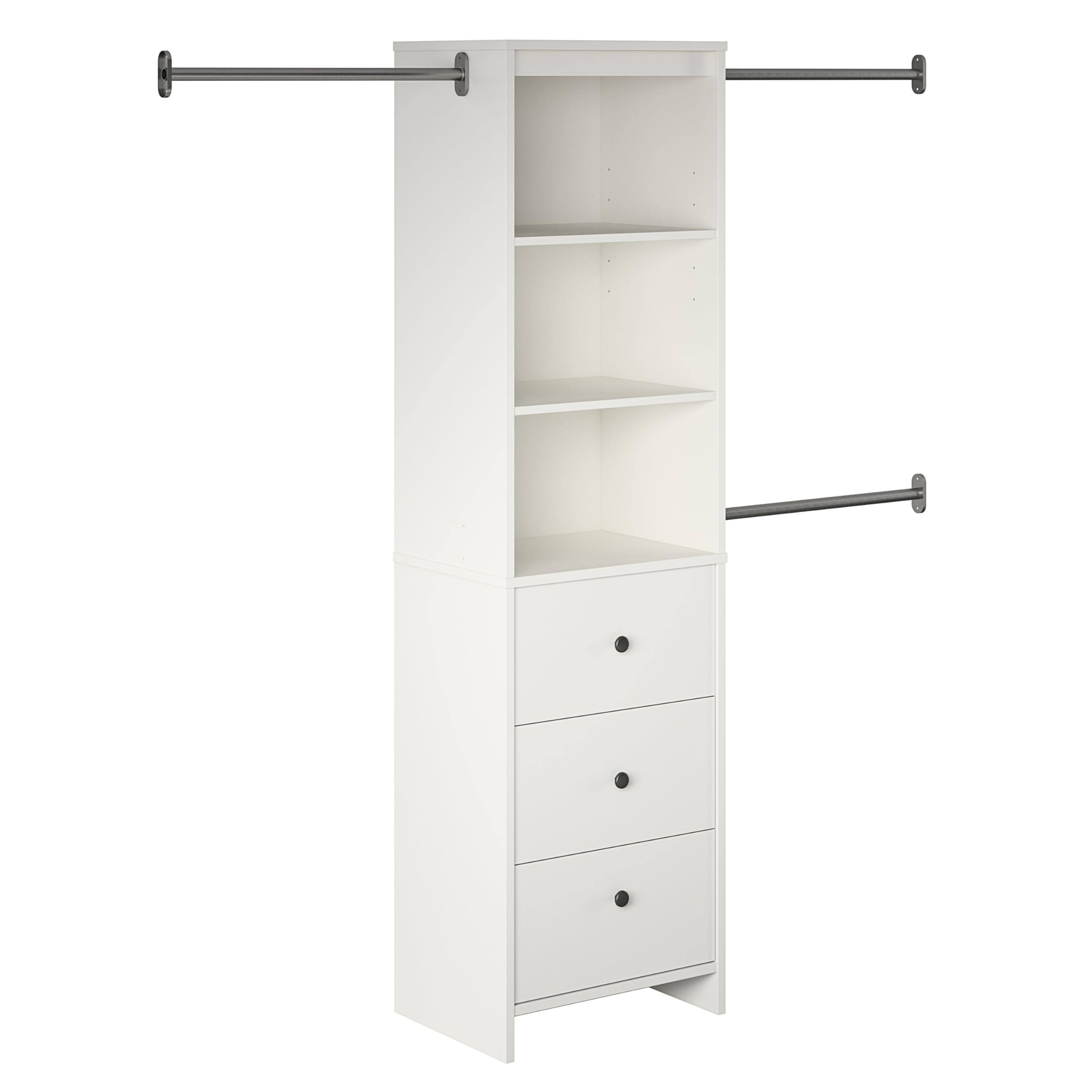 Systembuild Beckett White Closet Storage Organizer - Space-Saving Wardrobe & Closet Organization Solution for Bedrooms, Walk-In Closets & Small Spaces