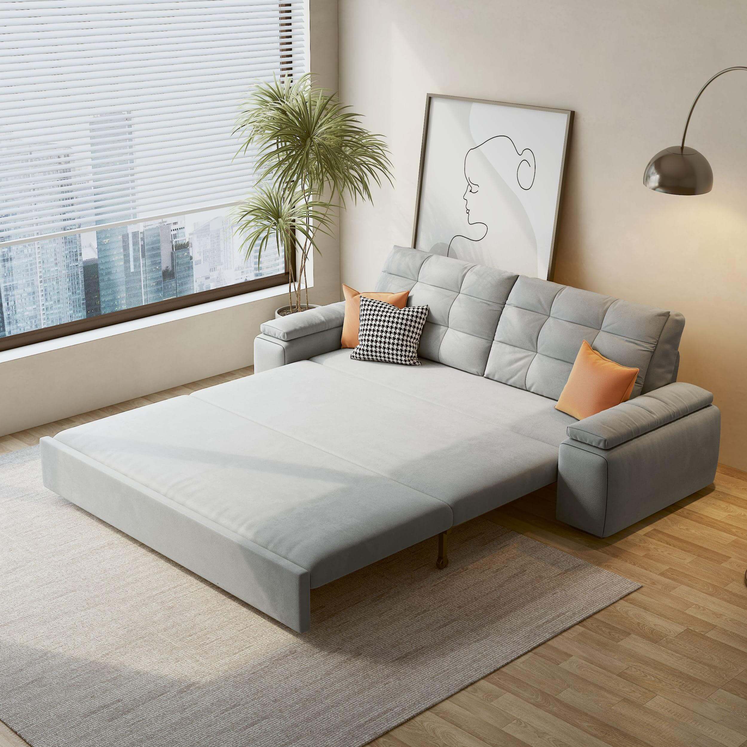 Modern Convertible Sleeper Sofa Bed with Storage Pull Out - Space-Saving Multi-Functional Furniture for Small Apartments, Guest Rooms & Home Offices | Perfect for Overnight Guests, Lounging & Compact Living