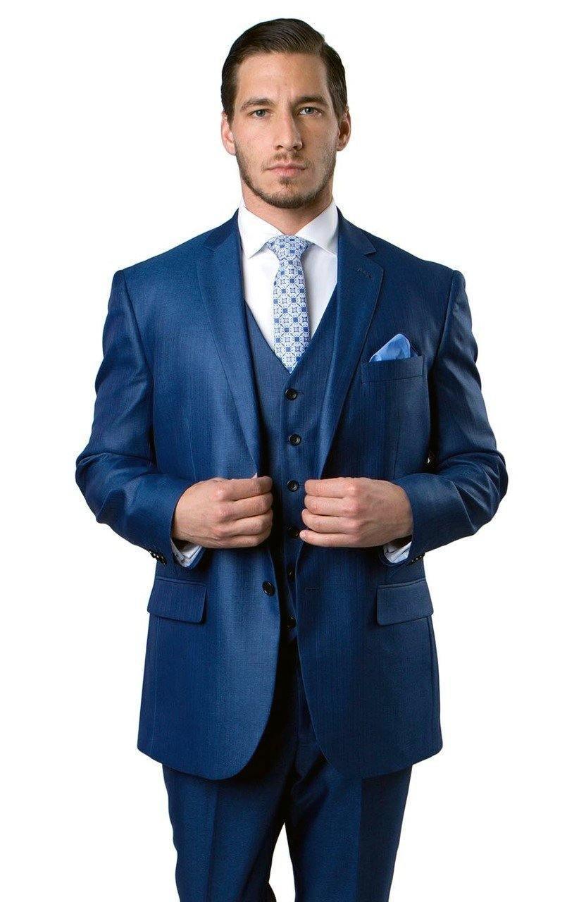 TAZIO COLLECTION Steel Blue Textured 3-Piece Suit for Men | Premium Business & Formal Wear | Perfect for Weddings, Office & Special Occasions