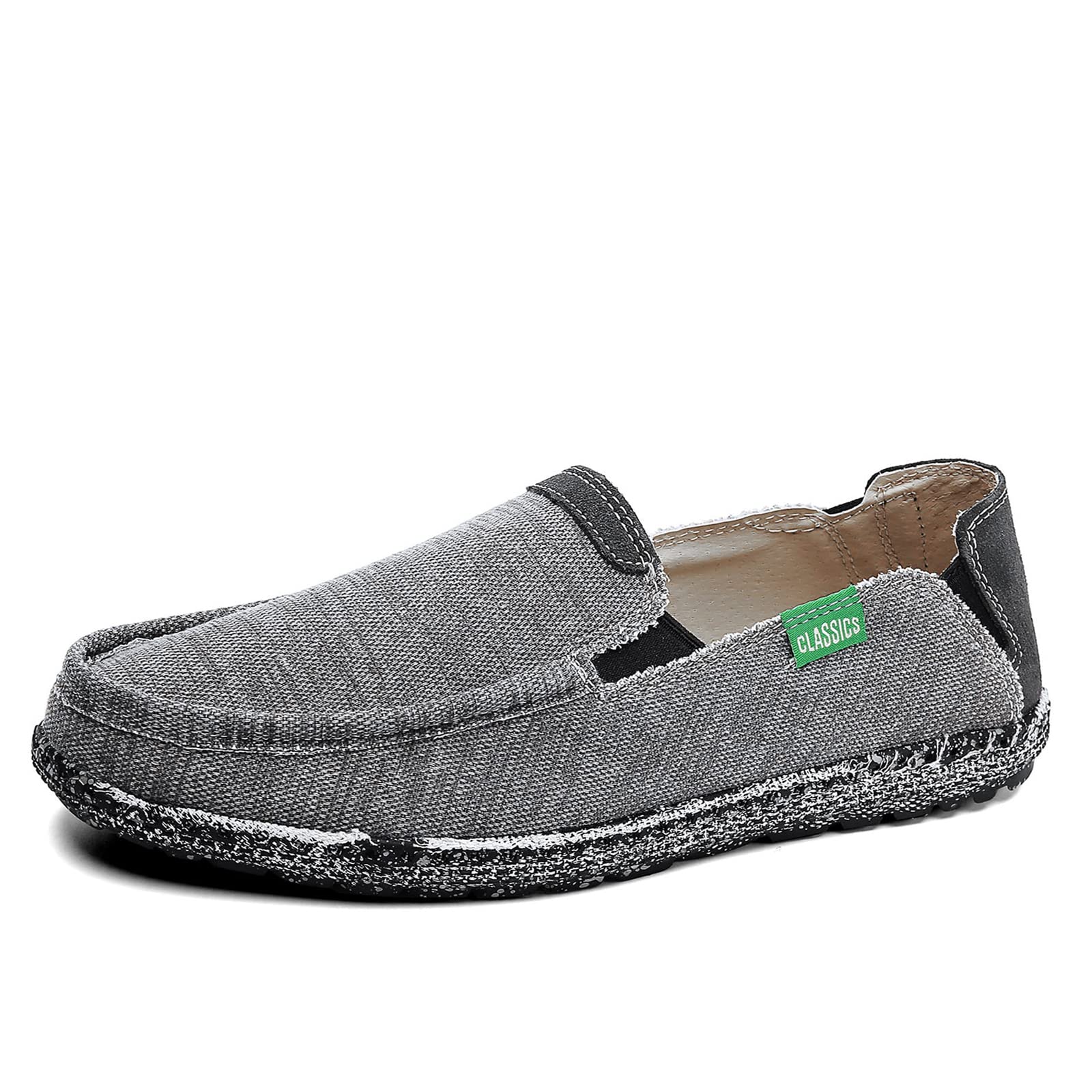 **JAMONWU Men's Slip-On Canvas Loafers - Breathable Casual Boat Shoes for Men - Vintage Deck Shoes for Leisure, Walking & Travel**