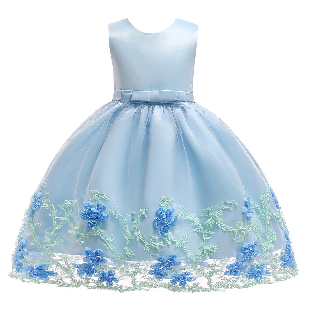 Fineser Girls' Floral Sleeveless Party Dress - Princess Pageant Tutu Gown for Weddings, Birthday Parties & Special Occasions