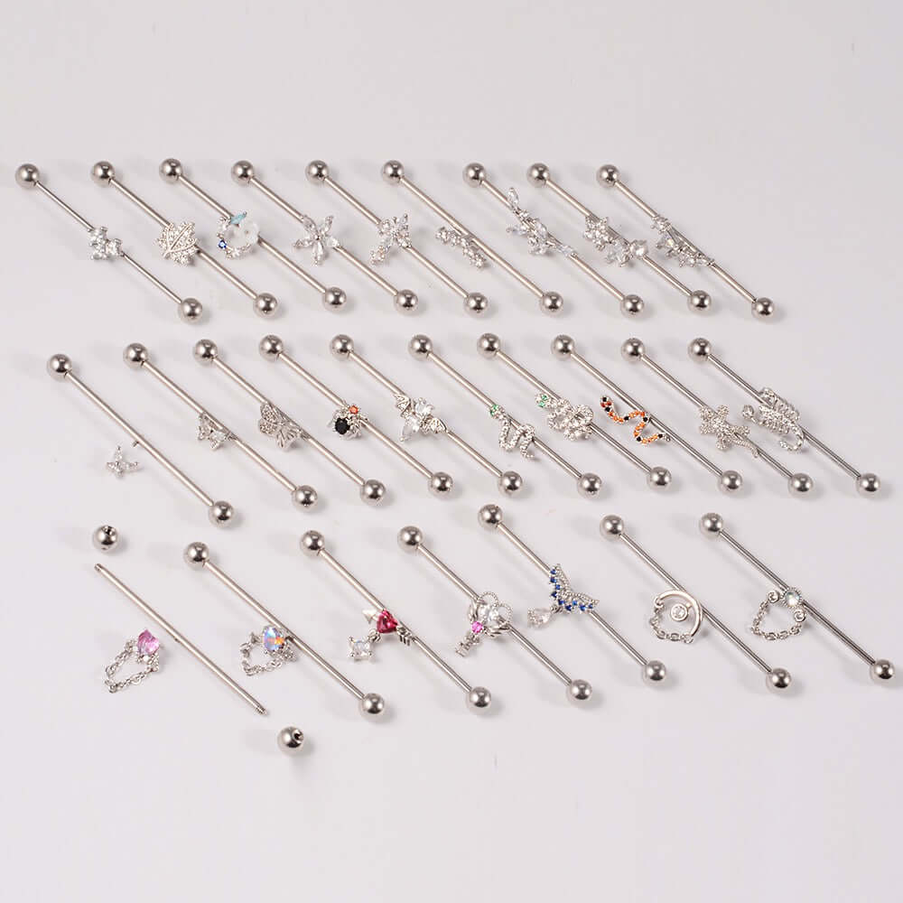 14g Silver Scorpio Insect Industrial Barbell Body Jewelry - Belly Button & Nose Piercing Bar | Perfect for Gothic, Punk & Alternative Fashion Styles