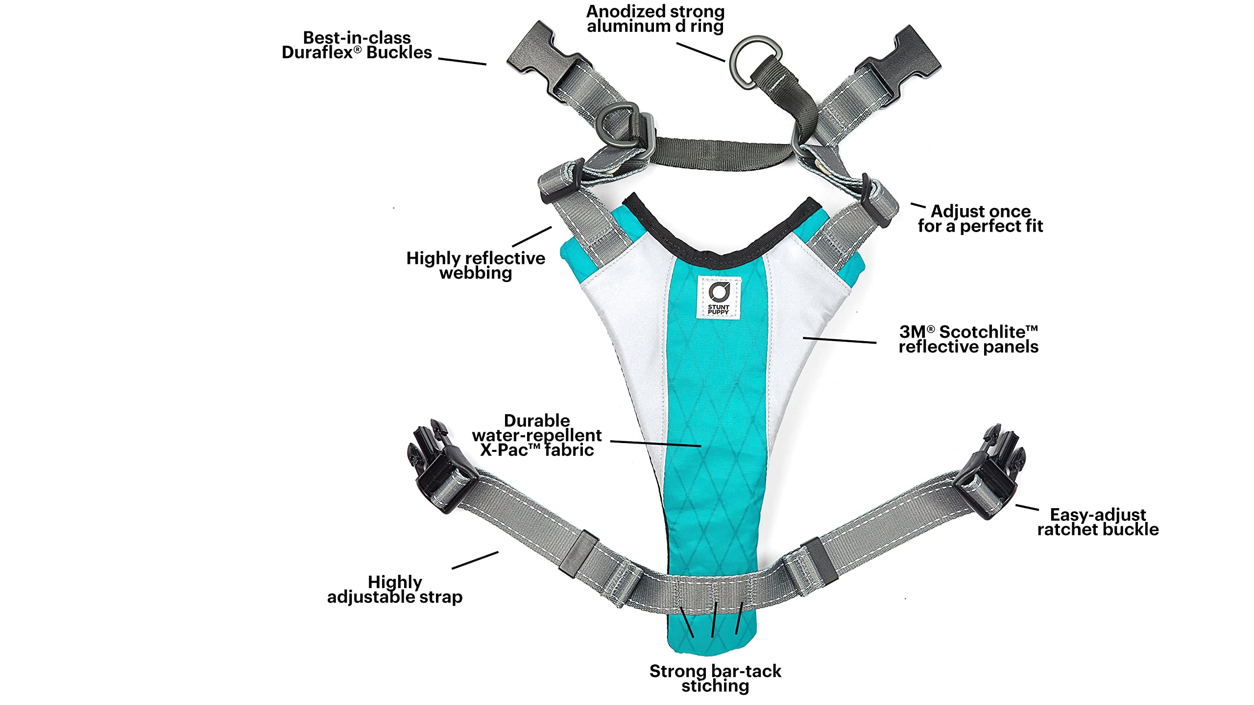 Go Dog Glo Reflective Dog Harness - Medium Size, Grey - Perfect for Night Walks, Jogging & Outdoor Adventures