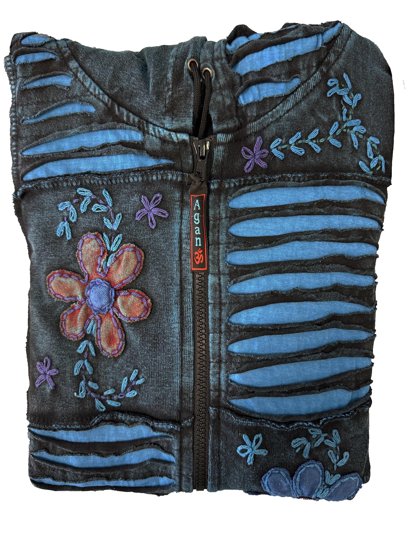 Agan Traders 2025 Spring Tie-Dye Patch Embroidered Women's Zip Up Hoodie Jacket | Trendy Streetwear Fashion for Casual Outings & Music Festivals