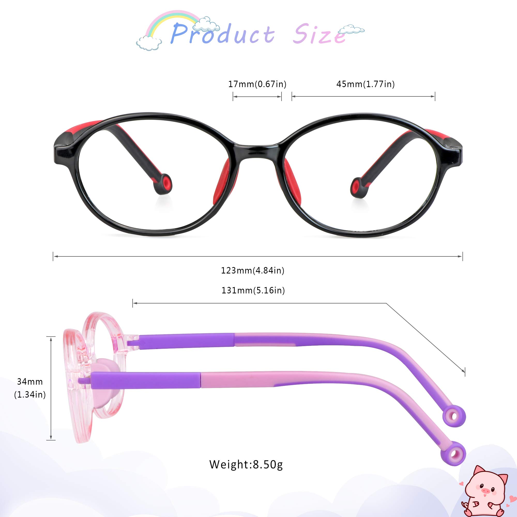 Kids Blue Light Blocking Glasses 2-Pack - UV400 Protection for Children 3-12 | Gaming & Study Use