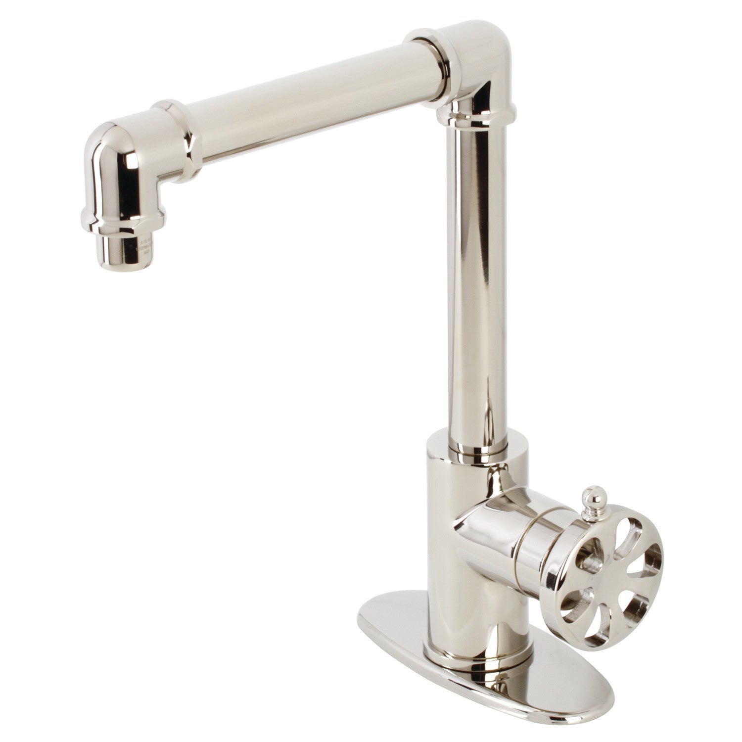 Belknap KSD144RXPN Single Handle Bathroom Sink Faucet with Deck Plate & Push Pop-Up Drain - Polished Nickel Finish for Modern Vanities & Powder Rooms
