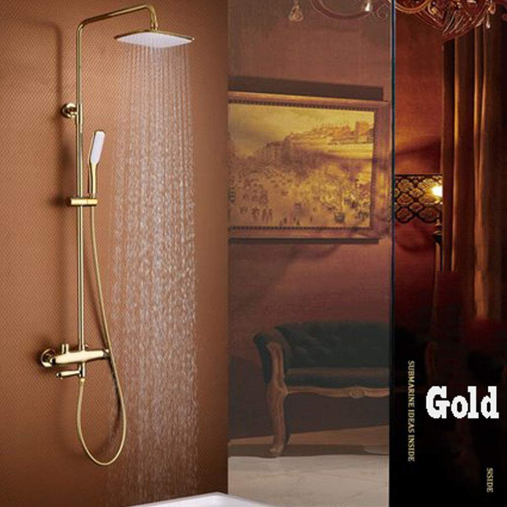 Luxury Rain Shower Mixer Tap Set - Gold & Black Bathroom Faucet with All Copper Construction - Perfect for Modern & Spa-Inspired Bathrooms