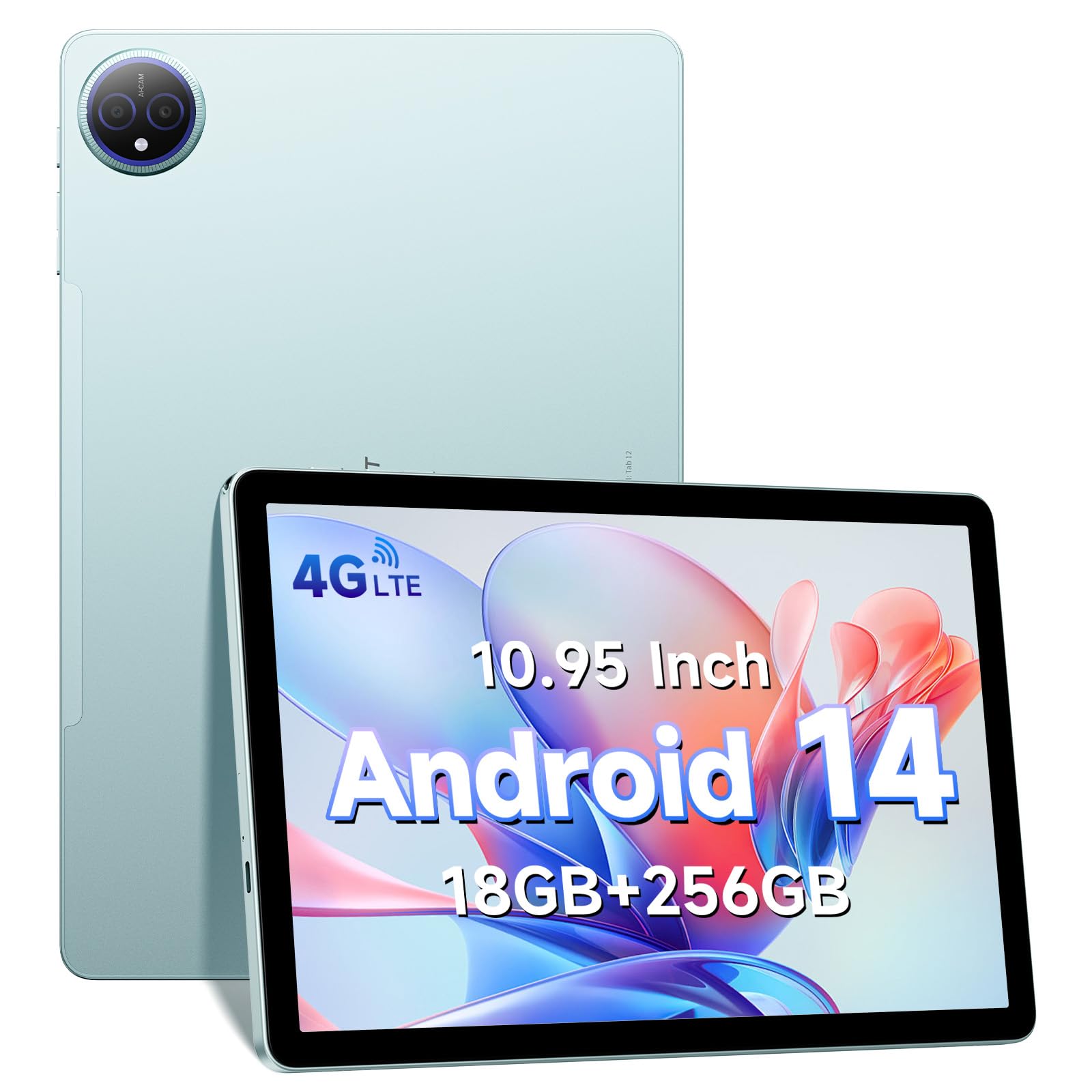 FOSSiBOT Tab12 Android 14 Tablet - 10.95 Inch FHD+ (1920x1200) 4G LTE Octa-Core, 18GB RAM (6+12) + 256GB Storage (Expandable to 1TB), 7000mAh Battery, Dual Camera (13MP+5MP) | Widevine L1 | GPS | BT5.0 | Face ID - Perfect for Work, Study, Streaming & Travel