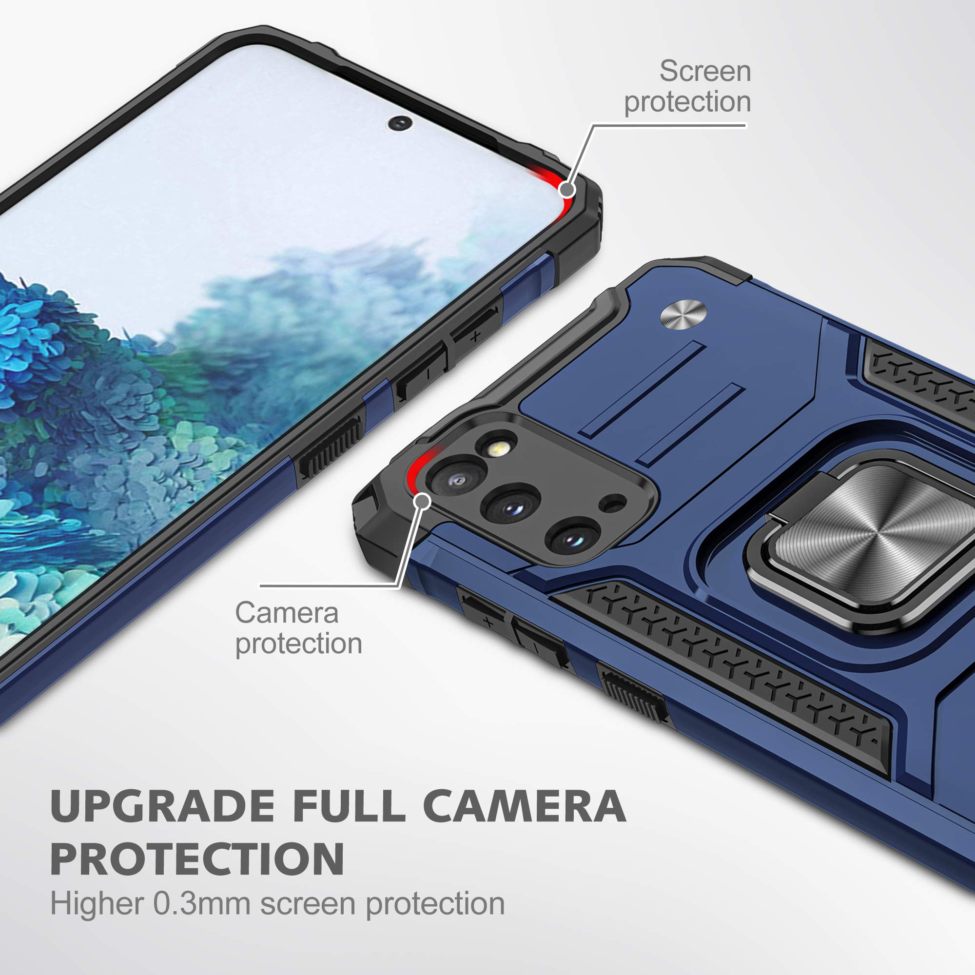 Premium Galaxy S20 5G Case with HD Screen Protector - Military-Grade Protection, Rotating Kickstand & Non-Slip Grip | Shockproof Hybrid Phone Cover for Samsung Galaxy S20 5G 6.2