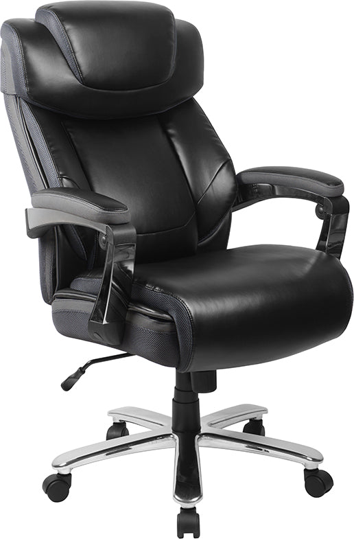 HERCULES Series Big & Tall 500 lb. Capacity Black LeatherSoft Executive Swivel Ergonomic Office Chair with Adjustable Headrest - Perfect for Home Office, Gaming, and Heavy-Duty Workspaces