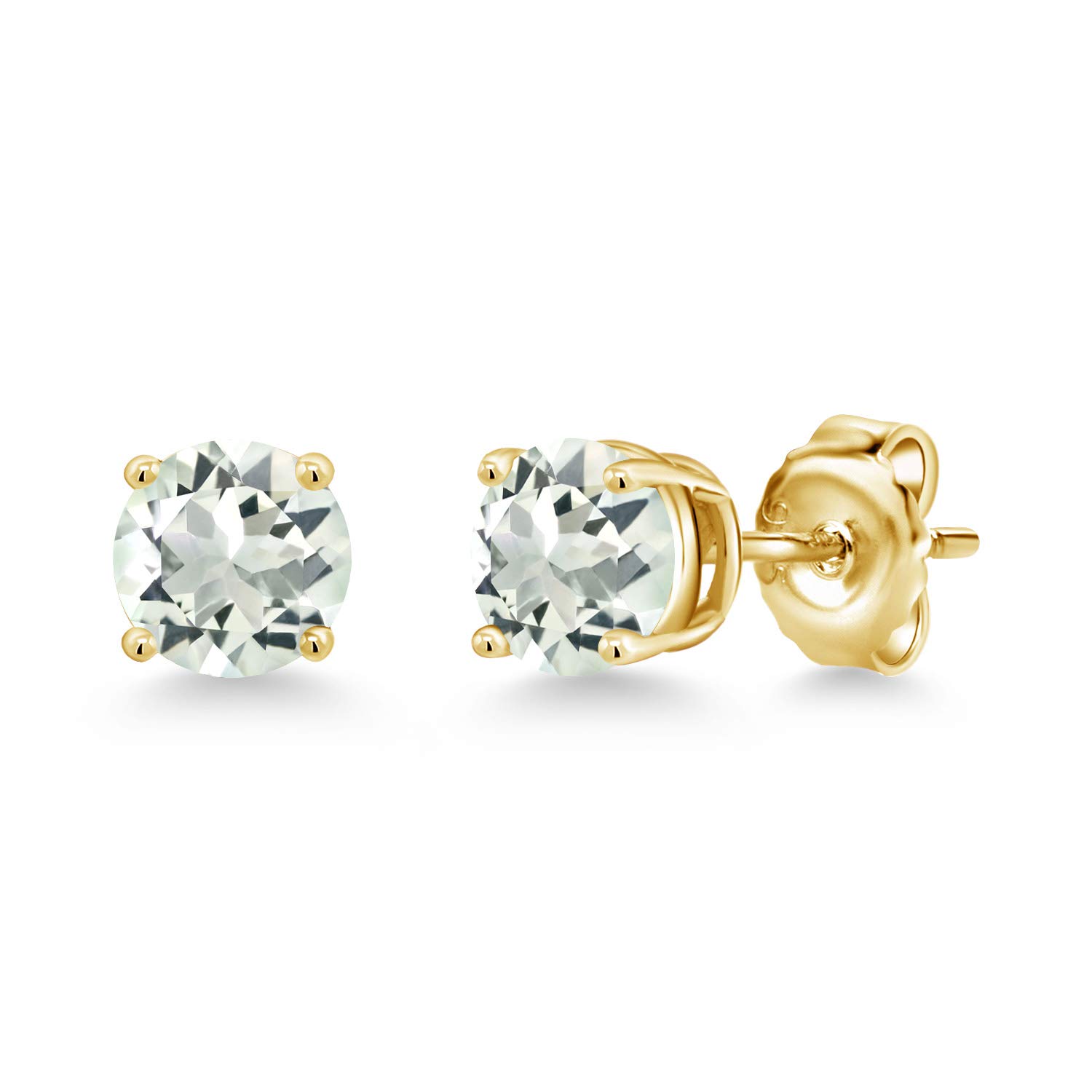 Gem Stone King 18K Yellow Gold Plated Silver 6MM Round Gemstone Birthstone Stud Earrings for Women & Men | Personalized Jewelry Gift for Birthday, Anniversary & Special Occasions