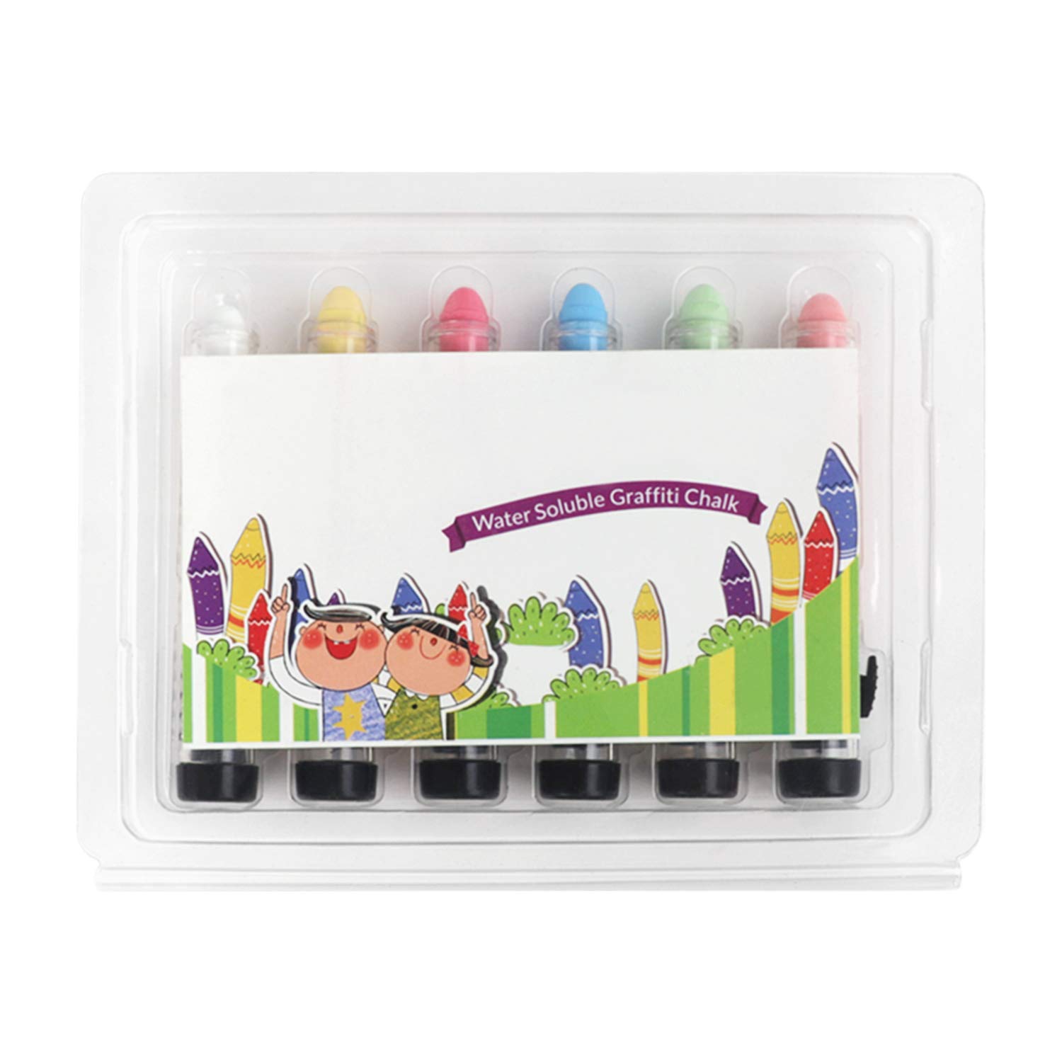 **Starsouce Dustless Twistable Non-Toxic Colored Chalk - 1.0mm Fine Tip for Whiteboard, Blackboard, Kids Drawing & Writing - 6 Pack Push-Out Clear Tube (Perfect for Classrooms, Home Art & Office Use)**
