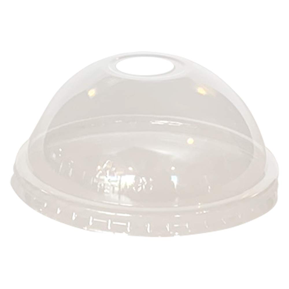 DrinkFit Clear PET Plastic Dome Lids with Hole - BPA Free Disposable Smoothie Cup Lids (1000 Count Bulk Case) - Perfect for Bubble Tea, Iced Coffee, Juice Bars & Takeout Drinks