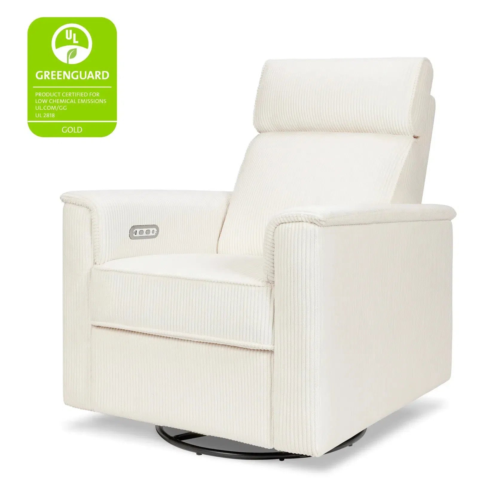 Monogram by Namesake Willa Power Recliner with Adjustable Headrest - Ivory Corduroy Upholstery | Exclusive Modern Living Room Furniture for Home Theater & Relaxation