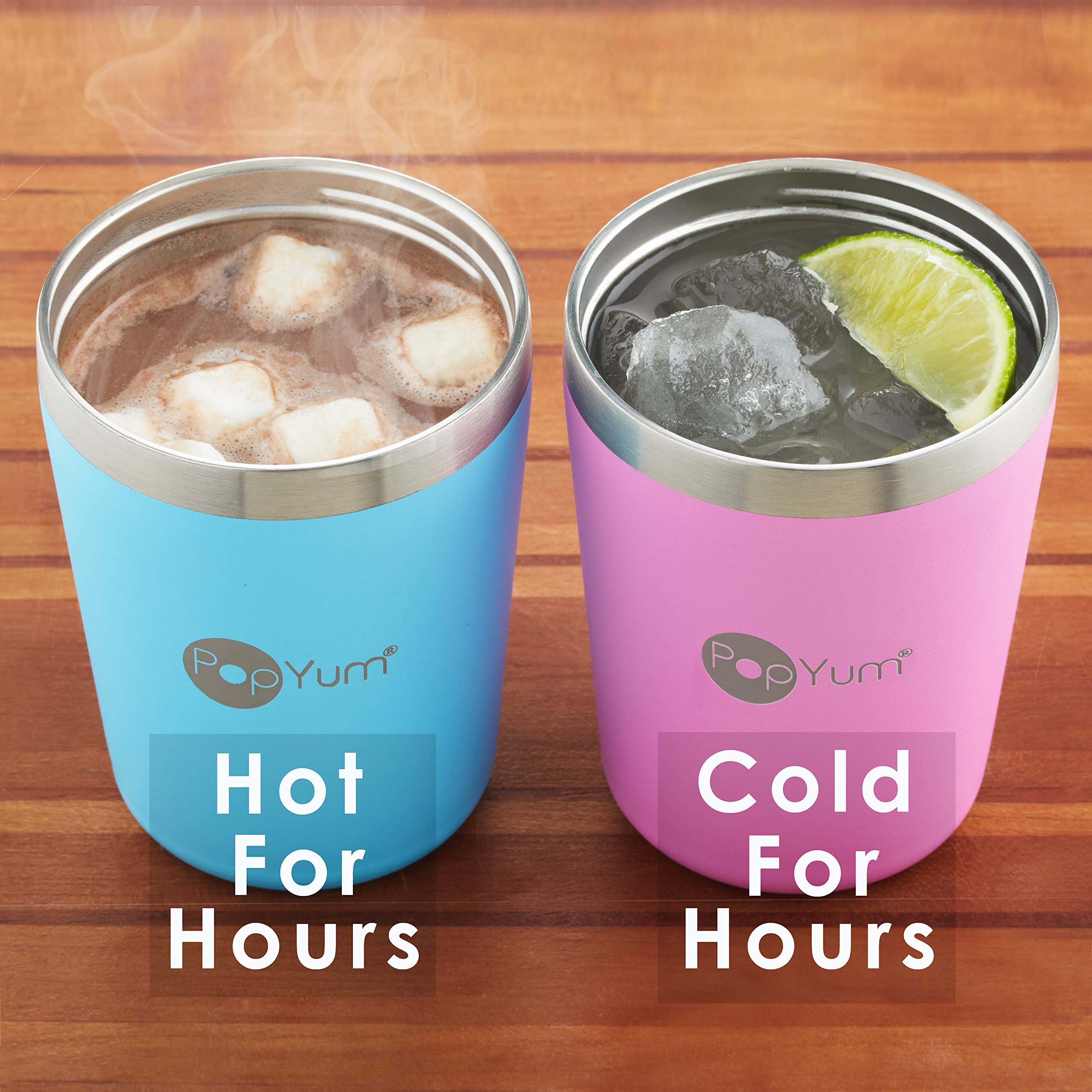 PopYum 9oz Insulated Stainless Steel Kids Cups with Lid & Straw - 2 Pack (Green & Pink) | Stackable, Leak Proof, Double Wall Vacuum Insulated Sippy Cup for Babies, Toddlers & Children | Perfect for Daycare, Travel, School & Home Use