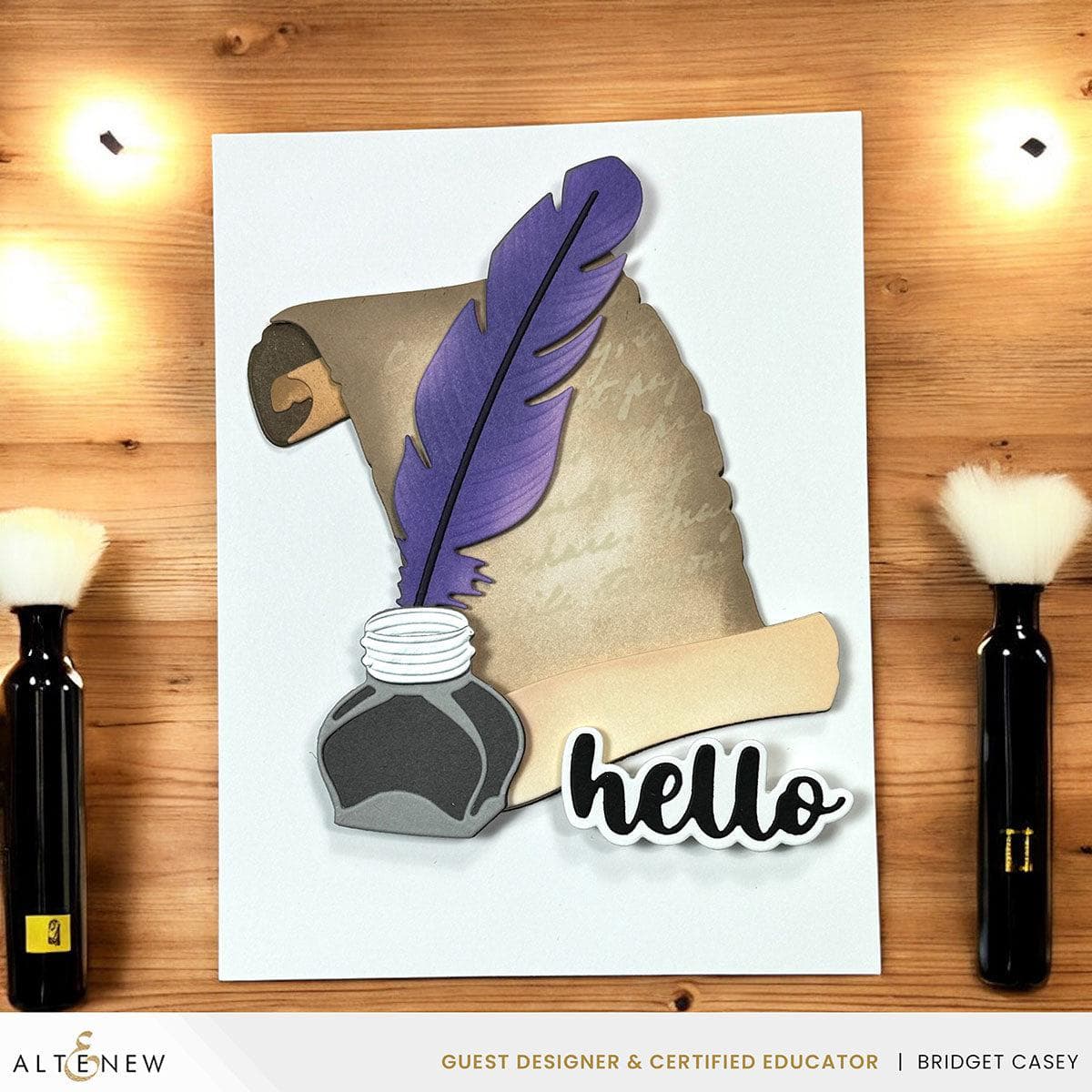 Quill and Inkwell Layering Die Set for Card Making - Vintage Writing Theme Scrapbooking Dies for DIY Greeting Cards, Invitations, and Paper Crafts