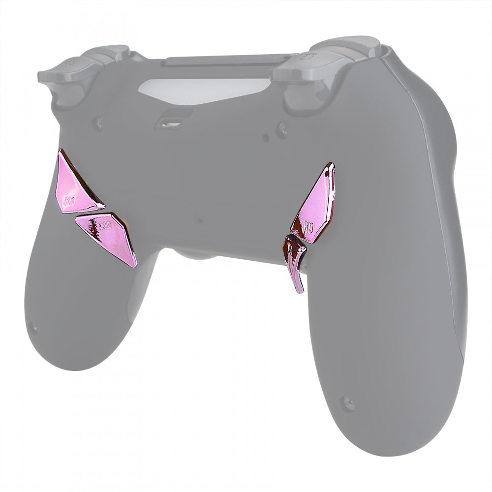 eXtremeRate Chrome Pink Glossy Replacement Back Buttons for PS4 Controller - Compatible with K1 K2 K3 K4 Paddles & Dawn Remap Kit (Model P4GZ023) | Enhanced Gaming Performance for FPS, RPG & Competitive Play