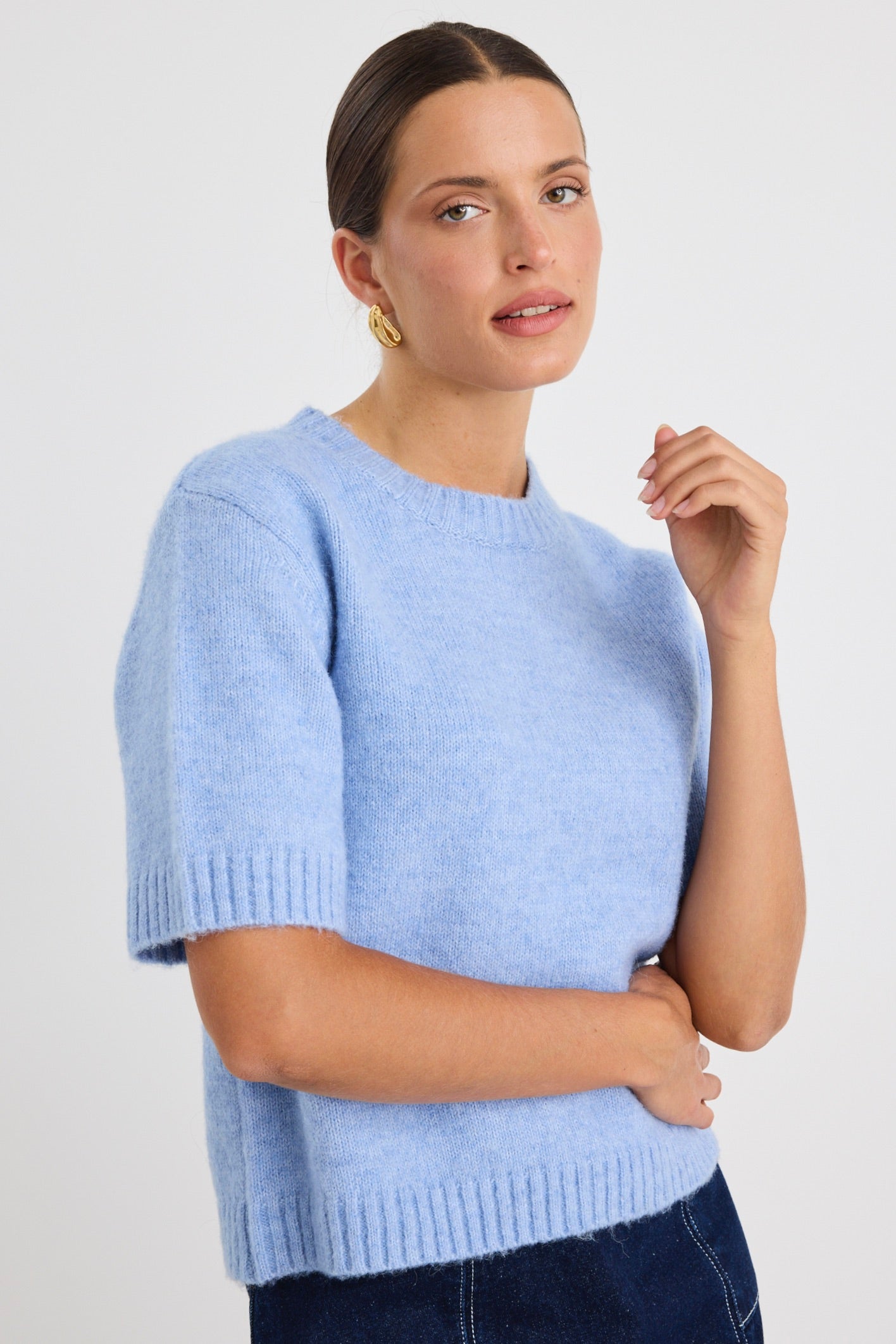 Goddess Ice Blue Soft Knit Tee - Women's Comfortable Casual T-Shirt for Everyday Wear, Date Night & Weekend Outfits