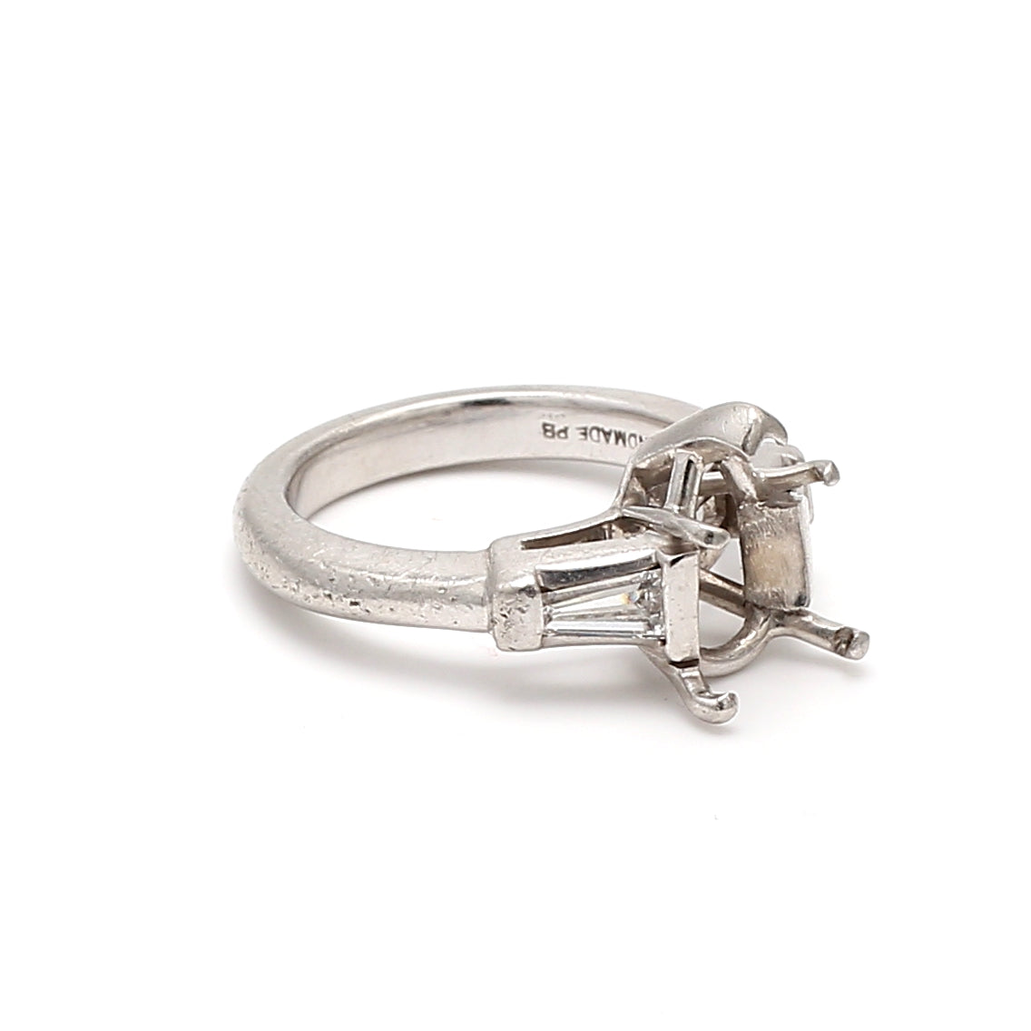 0.40 Carat Baguette Shape H SI1 Diamond Platinum Semi Mount Ring - Elegant Bridal Jewelry for Engagement & Wedding Bands