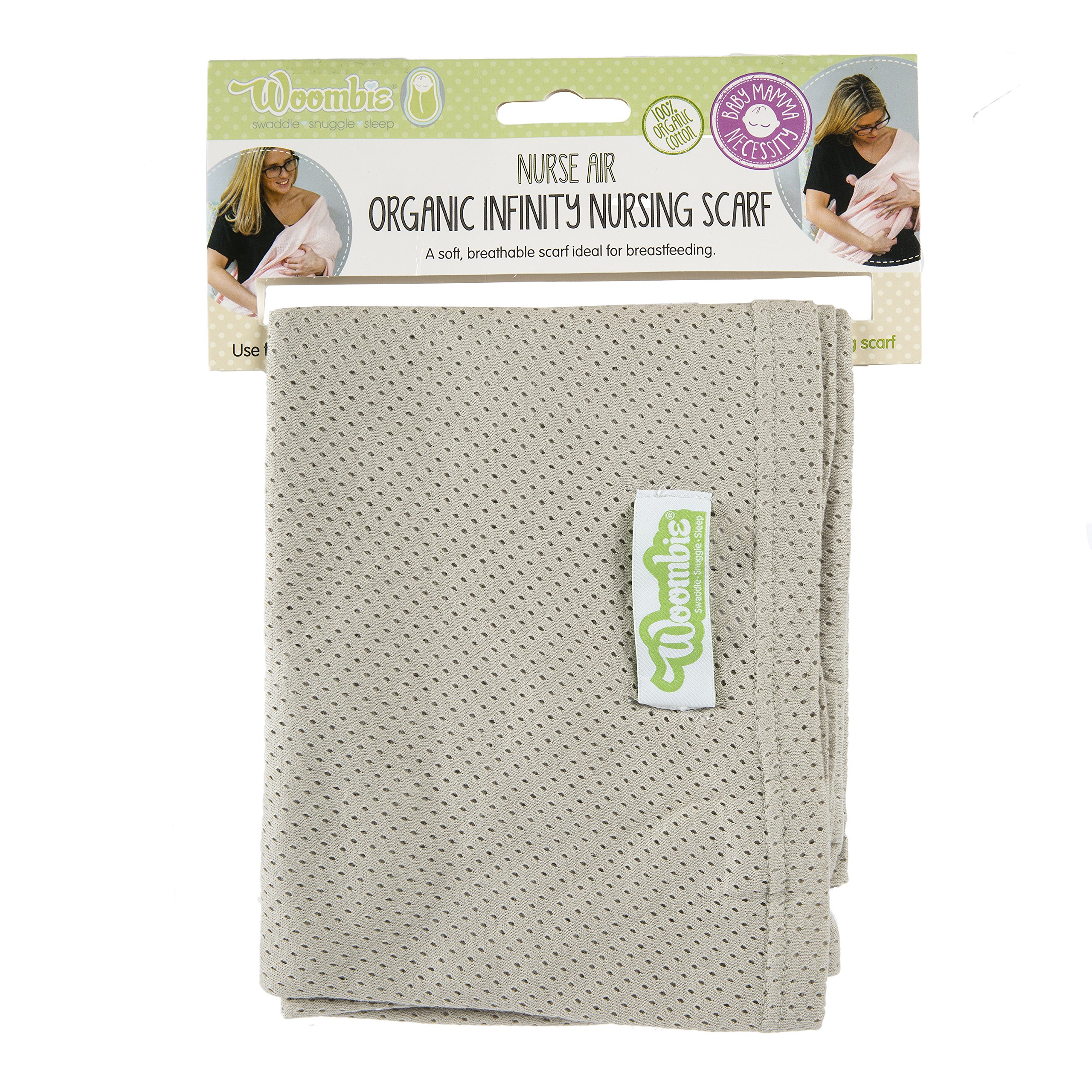 Woombie NURSE AIR Infinity Nursing Scarf - Soft Gray Maternity Wrap for Breastfeeding, Babywearing & Fashion Accessory | Perfect for Nursing Moms, Travel & Everyday Use