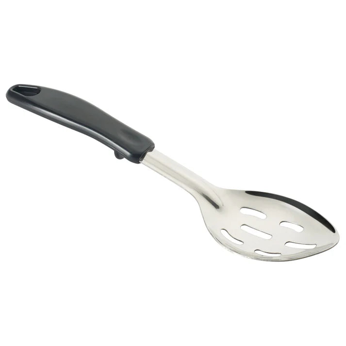 Winco BHSP 11 Stainless Steel 11-Inch Slotted Basting Spoon with Ergonomic Black Handle - Perfect for Cooking, Basting, Serving Sauces & Deep Frying