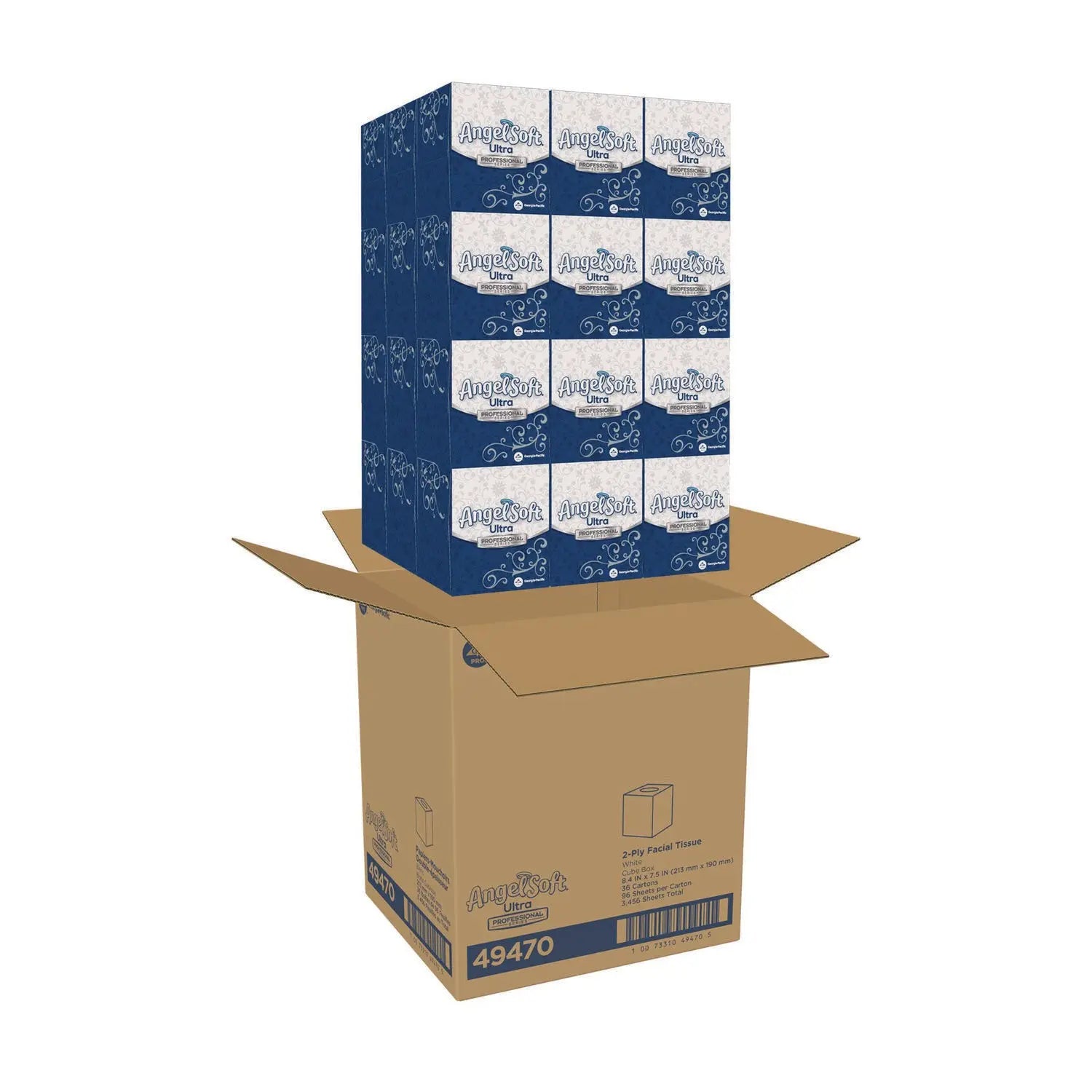 Angel Soft Ultra Facial Tissues, 2-Ply White Tissues, 96 Sheets per Box (36 Boxes) - Soft & Strong for Home, Office & Travel Use
