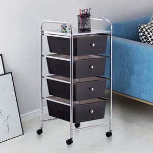 Happygrill 4-Drawer Rolling Storage Cart with Locking Wheels - Mobile Organizer for Home Office, Craft Supplies, Scrapbooking & Paper Storage - Perfect for Office Organization, Classroom & Craft Room