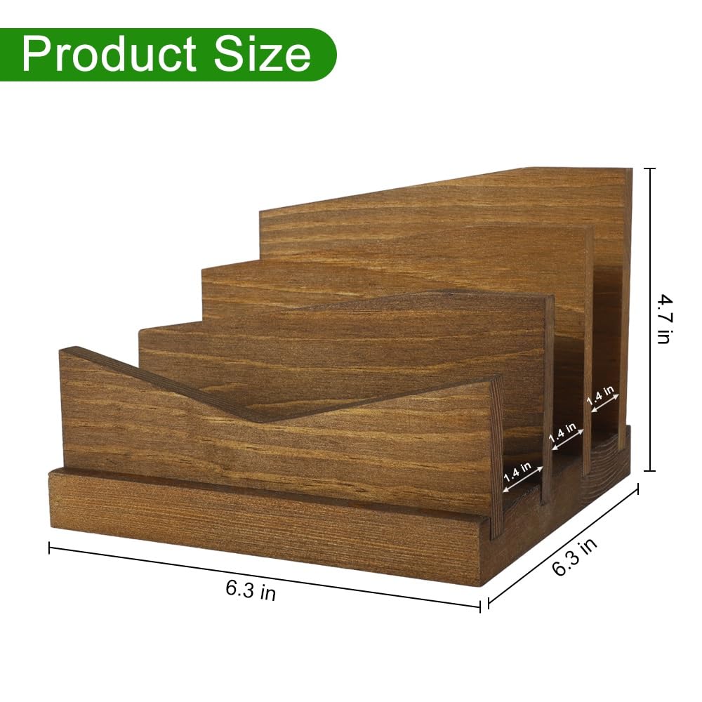 Picowe Wooden Desk Mail Organizer - 3-Slot Letter & Envelope Holder for Home Office - Perfect for Bills, Documents, and Mail Sorting