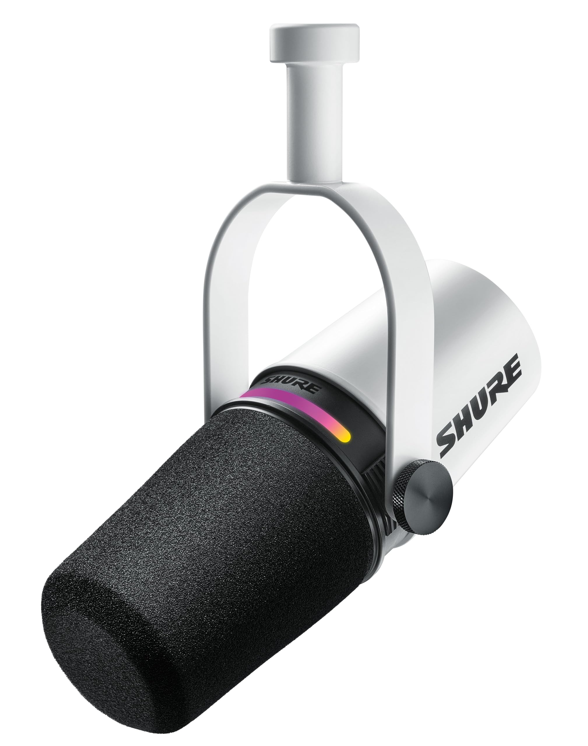 Shure MV7+ Podcast Dynamic Microphone - USB/XLR Dual Output, OBS Certified, Touch Panel Control with LED, Auto Level Mode & Digital Pop Filter for Crystal Clear Audio - Perfect for Podcasting, Live Streaming, Gaming, Voice Recording & Home Studio Setup (White)