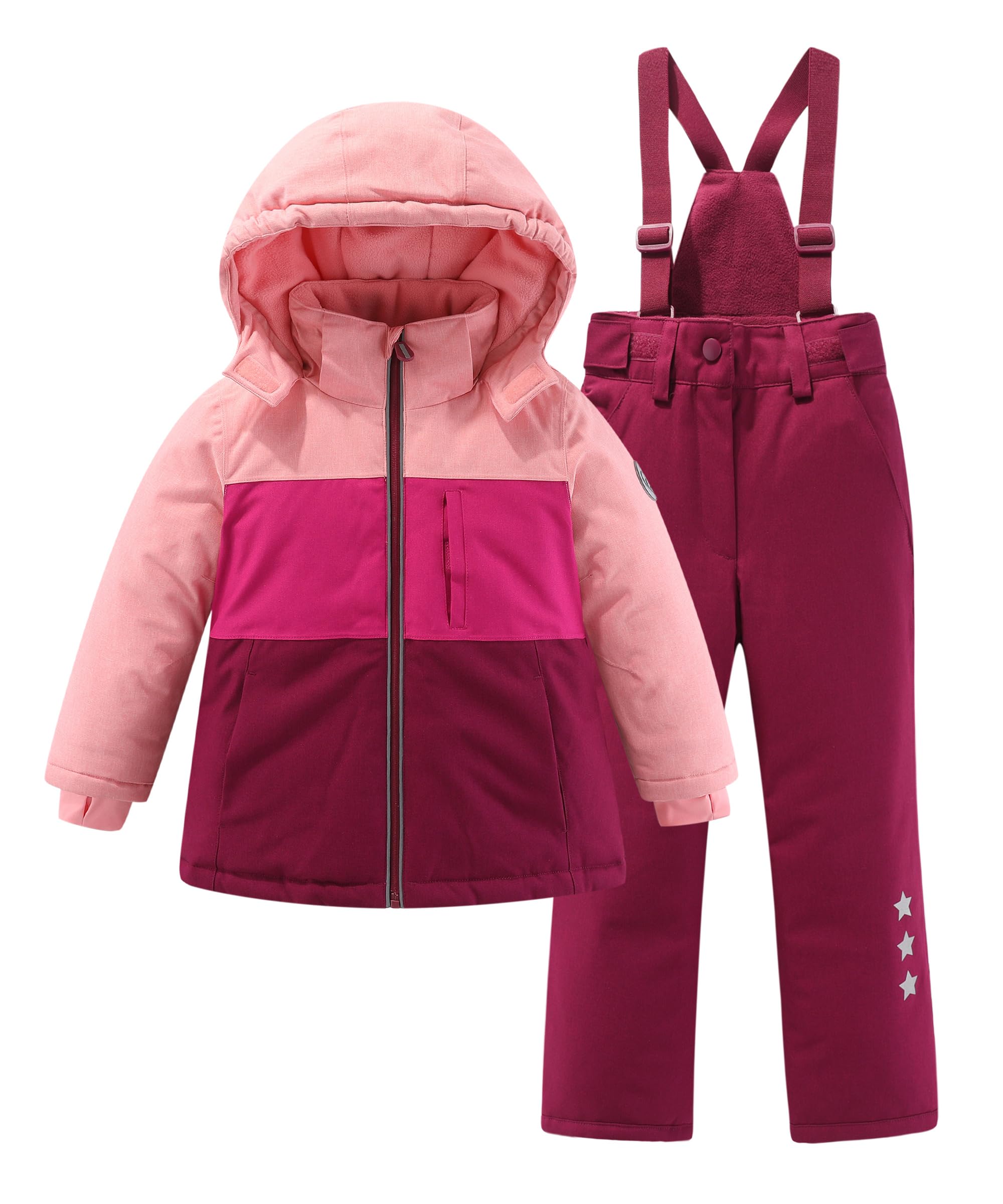 Hiheart Girls Winter Snowsuit Set - Waterproof Hooded Ski Jacket & Pants 2-Piece Outfit for Cold Weather - Perfect for Skiing, Snowboarding & Outdoor Winter Activities