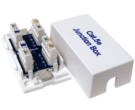 CAT5E Junction Box, 110 Punch Down Style - White | Network Cable Management Solution for Home & Office Wiring