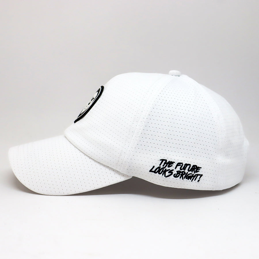 VT Shield Future Looks Bright White Velcro Performance Perforated Hat - Breathable Adjustable Baseball Cap for Running, Golf & Outdoor Activities
